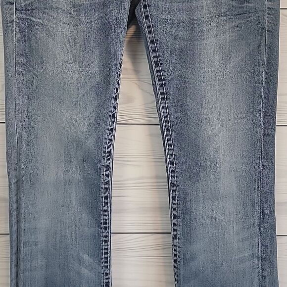 Grace in LA Light Blue Embroidered Bootcut Womens Size Waist 28 (Runs Small) - Picture 5 of 16